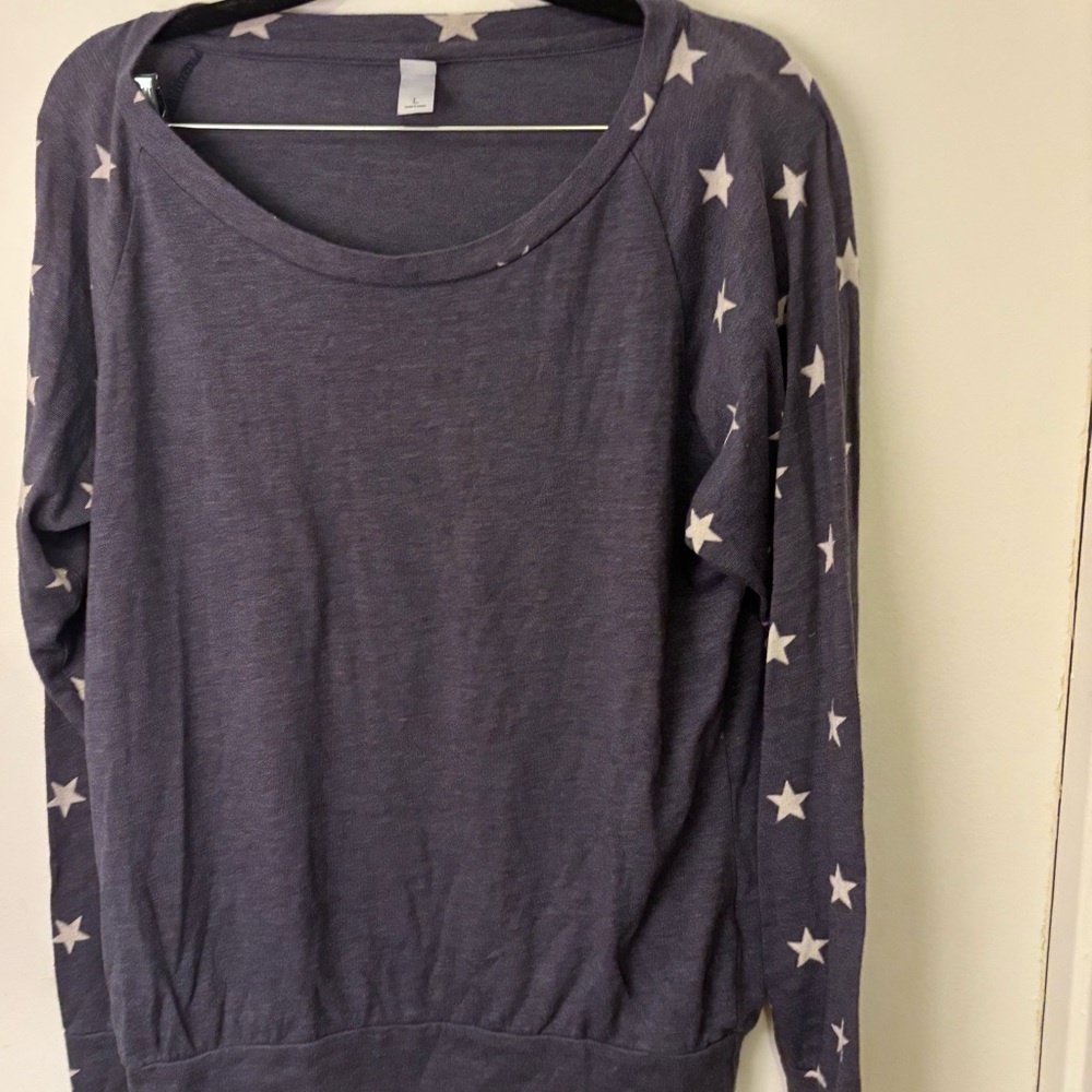 Women's Star Patterned Gray Top